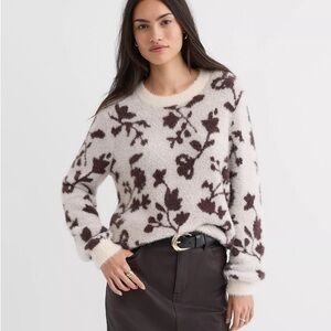 LOFT NWOT Fuzzy Floral Sweater